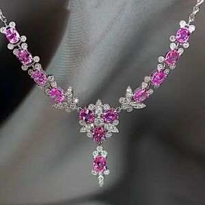 Diamond Pink Zircon Butterfly Sterling Silver Necklace
